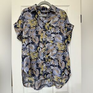 Ralph Lauren Woman’s Floral Button Down Shirt - Blue, Yellow, Brown